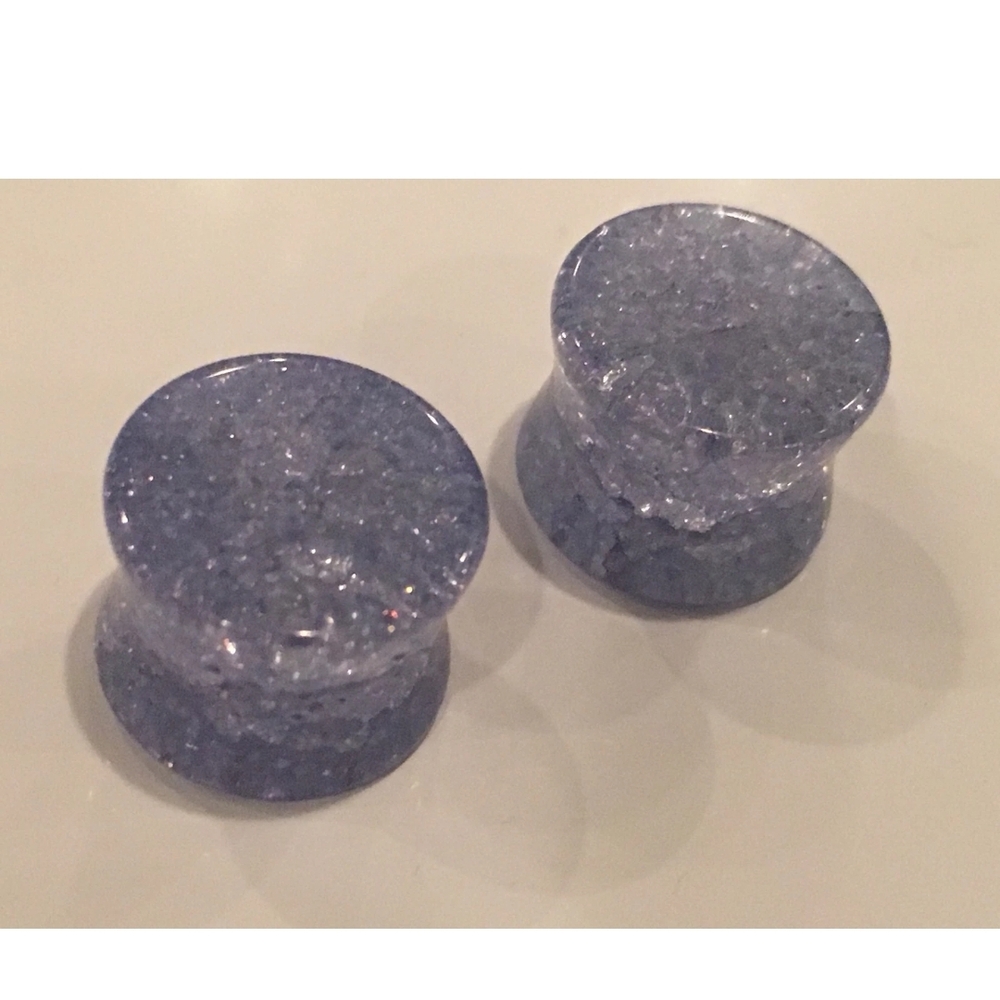 9/16" 14mm Shattered Glass Sparkle Ear Stretch Jewelry Plugs Gauges Glitter Body
